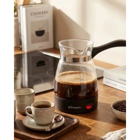 Resim Cam Kahve Makinesi 650W 0.5 Litre 5 Fincan Kapasiteli Elektrikli Türk Kahvesi Makinesi Midastech 