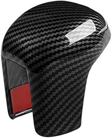 Resim Siyah Karbon Fiber Araba Vites Topuzu Kapak Trim Dişli Kafa Kapağı 2022 için 