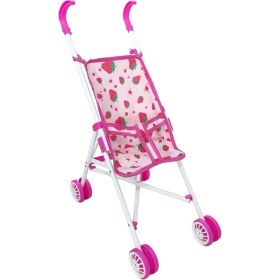 Resim Brother Toys Çilek Desenli Oyuncak Metal Puset Baston Bebek Arabası Kırmızı-Beyaz Desenli 