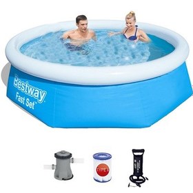 Resim Büyük Şişme Havuz 244 x 66 CM Devirdaimmotoru Bw501 Çok Renkli 