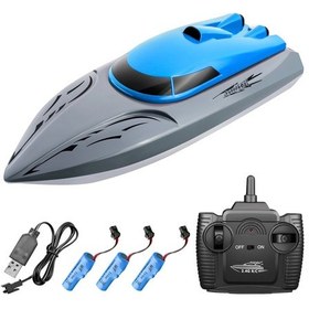 Resim Ruicoo Hızlı Rc Tekne: 2.4ghz, 20km/s, 3 Pil, Mavi, Uzaktan Kumandalı 