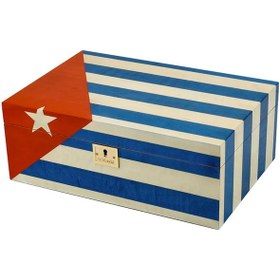 Resim Cuban Flag Humidor Puro Kutusu Mavi Beyaz Lake 80s 