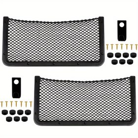 Resim RV, Otobüs ve Araç Koltukları için 2 Adet Araba Koltuğu Depolama Ağ Çantaları - Su Şişeleri, Atıştırmalıklar & Kişisel Eşyalar için Uygun Çok Amaçlı File Rafı ile Siyah Plastik Organizatör, Seyahat Aksesuarları | Dayanıklı Plastikler 