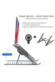 Resim SHOPYTECH Fanlı Katlanır Laptop Notebook Standı 7 Kademeli Yükseklik Alüminyum Alaşım 16¨ inc Uyuml 