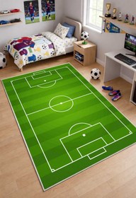 Resim Gökotta Futbol Sahalı Dijital Baskılı Yıkanabilir Çocuk Halısı Oyun Halısı 