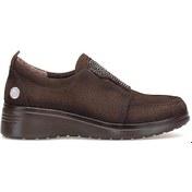 Resim Mammamia D25ka-7020 Kadın Hakiki Nubuk Deri Dolgu Topuk Ayakkabı Kahverengi Kahve Rengi 