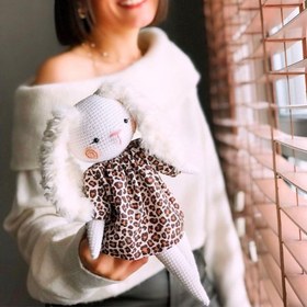 Resim Amigurumi Soft Bunny Tavşan Oyuncak - Leopar Elbiseli 