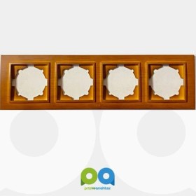 Resim Elbi Zena Priz Anahtar Çerçevesi Dörtlü Ahşap Yeni Kiraz 