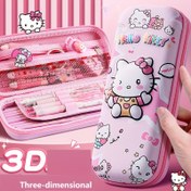 Resim Sanrio Hello Kitty Çift Katmanlı Kalem Kutusu | Büyük Kapasiteli EVA Malzeme | Su Geçirmez ve Lekesiz | Çok Bölmeli Organizatör ile File Cebi, Fermuarlı Kapatma | Okul ve Ofis Malzemeleri için Pembe Karikatür Tasarımı, Okul Malzemeleri Düzenleyici | Oyunbaz Tasarım | Lekesiz Kapak, Kalemlik 