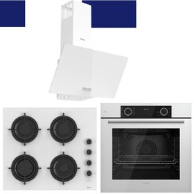 Resim Ferre Yeni Seri Flowart QBL62CB - CS206-FA - D087 Beyaz Cam Ankastre Set 