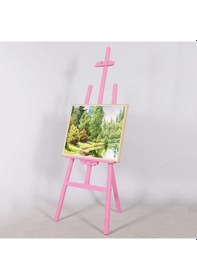 Resim Şövale Çam Renkli Pembe Düğün Afişi İçin 