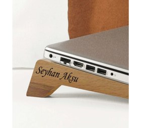 Resim BK Kişiye Özel Taşınabilir Ahşap Notebook Laptop Standı 