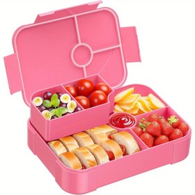 Resim 1 adet sızdırmaz bento kutusu, çıkarılabilir atıştırmalık kutusu, baharat kutusu, 6 bölmeli okul hediyesi için uygun öğle yemeği kutusu, taşınabilir yemek ve atıştırmalık paketleme kabı 