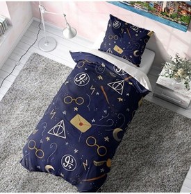 Resim Harry Potter Gryffindor Temalı Yastıklı Nevresim Takımı Çarşafsı Bordo 