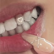 Resim 1 adet Vintage Tarzı Reçine Kalp Şeklinde Diş Takı ile Rhinestones, Pırıl Pırıl Düz Arka Diş Aksesuarı Günlük Giyim ve Festival Kutlamaları için, Mardi Gras Günü Uyumlu, Tüm Mevsim Uygun 