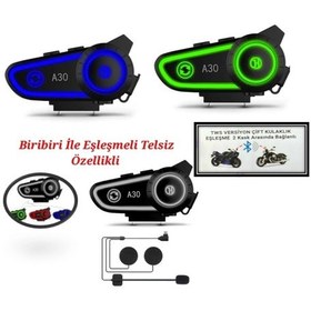 Resim Blic A30 2x Iki Cihaz Eşleşme Özellikli Motosiklet Bluetooth Kask Kulaklığı Interkom Kulaklık 