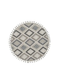 Resim Cool Halı Bress 1402 Gri Kolay Temizlenen Hav Toz Vermez Hasır Dokulu Örgü Desenli Yuvarlak Halı 