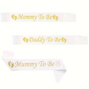 Resim Anne ve Baba Olacaklar Duş Şeridi, Baba Rozeti Hediyeleri, Anne Malzemeleri Sevimli Ayak İzi ile Açıklama, Ayı (Beyaz) 