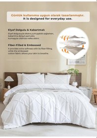 Resim Evlen Home Pamuklu Aimar Yatak Örtüsü Takımı Tek Kişilik Günlük Boho 2 Parça Elyaf Dolgulu Beyaz Beyaz 