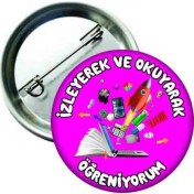 Resim Hediye Panayırı - Online Eğitim Rozeti- Izleyerek ve Okuyarak Öğreniyorum Öğrenci Rozeti (20 Adet) 