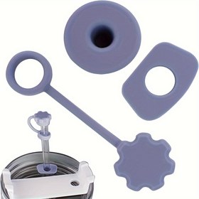 Resim Stanley Bardaklar için 3 Parça Silikon Dökülmeye Karşı Koruyucu Set - Pipet Kapağı & Mühür Tıpası Dahil, Beyaz 