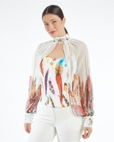 Resim İşleme Detaylı Bolero Ve Büstiyer Takım - Çıkarılabilir Bolero - Modern Ve Şık - Özel Gün Ve Davetler İçin Takım Ekru 