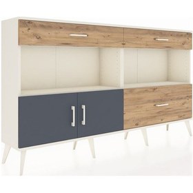 Resim Arges Konsol 2 Raflı 3 Çekmeceli 2 Kapaklı 176x30x99 Aytaşı-antra Aytaşı-antrasit/çam 