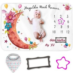 Resim Pelikandükkan Bebek Hediye Aylık Fotoğraf Anı Battaniyesi, Kız Bebek Yeni Doğan 