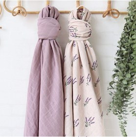 Resim Tinybabyconcept Soft Organik % 100 Pamuk Tek Kat Müslin Kundak Örtüsü Bebek Batteniyesi Lila Renk 110x110 Cm 