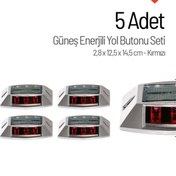 Resim İleri Trafik 5'li Set Kırmızı Solar Yol Butonu 3x3 Ledli 