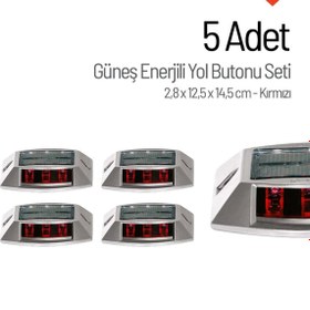 Resim İleri Trafik 5'li Set Kırmızı Solar Yol Butonu 3x3 Ledli 