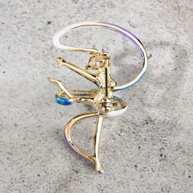 Resim Kadınlar için Jimnastik Broşu - Kurdeleli ve İridiscent Altın/Mavi/Mor/Beyaz/Pembe Emaye Dinamik Jimnastik Figürü, Çinko Alaşımlı Sporcu Aksesuarı, Jimnastik Temalı Hediyeler, Jimnastik Kıyafet Aksesuarı (4.2cm) - Yeni Yıl, Kadınlar Günü, Yıldönümü, Nişan için İdeal - Canlı Kırmızı/Mavi/Altın Renk 
