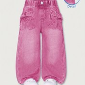 Resim Kız Çocukları için Yıkama Efektli Kot Pantolon - Şirin Kurdele Detaylı Bel ve Cepler, Bol Kesim Geniş Paça Rahat Fit, Tüm Mevsimler İçe Günlük Giyime Uygun, Çok Amaçlı Okul, Oyun ya da Resmi Etkinlikler İçin, 4-12 Yaş Arasındaki Minik Hanımeler İçin Konforlu ve Stil Sahibi (Tek Renk, İnceltme Detaylı, Çerçevesiz Kumaş), 