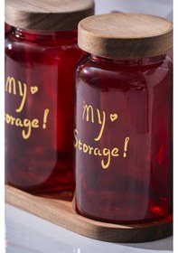 Resim Acar Pierre Akasya Kapaklı Kavanoz Seti - 19 Cm Kırmızı 