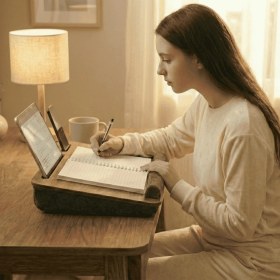 Resim Vigo Wood Minderli Laptop Sehpası Ceviz-LS019 