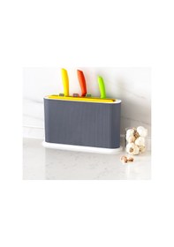 Resim Porsima 1076 3 Bıçaklı Standlı Çoklu Kesme Tahtası Antrasit - Beyaz 