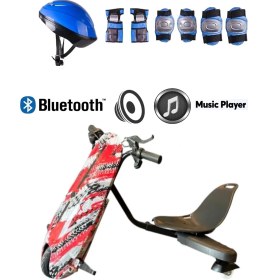 Resim Drift Car Elektrikli Kaykay Hoverboard Kask Dizlik Hediyeli Bluetoothlu 