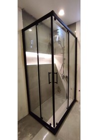 Resim Teknesiz Dikdörtgen Cam Duşakabin Siyah Profilli Sp107 Siyah 