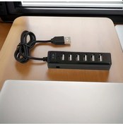 Resim Fochsia 7'li 1'de 1 Usb Hub - Siyah 7 Portlu Usb Bağlantı Noktası Genişletici 