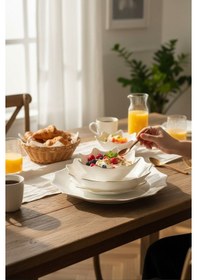 Resim Hilland Opal Yemek Takımı - 24 Parça Opal Yemek Seti Takımı 6 Kişilik Beyaz 