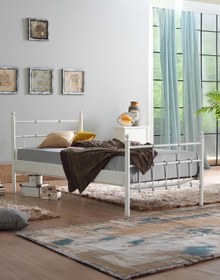 Resim Unimet Lalas Tek Kişilik Ferforje Metal Karyola-beyaz (AHŞAP LATALI) 