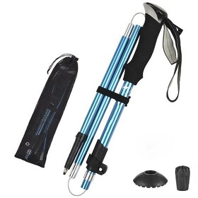 Resim Hymark Trekking Hafif Katlanabilir 105-125cm Dağcı Doğa Kamp Yürüyüş Batonu Açık Mavi 