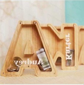 Resim Novahub Mufunye Ahşap Para Kumbarası - 26 Harf Sticker, Kişiselleştirilebilir, Dayanıklı Ve Kullanışlı Ahşap Kumbara 