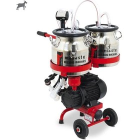 Resim Melasty Micro İkili Keçi Süt Sağma Makinesi Paslanmaz Güğüm - Silikon Memelik Micro Çift Güğüm Kuru Pompa 