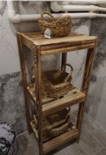 Resim Hediyo 3 Katlı Dekoratif Ahşap Banyo Rafı / Ayakkabılık / Düzenleyici 