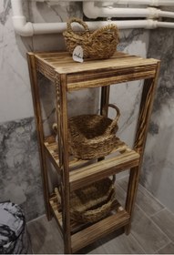 Resim Hediyo 3 Katlı Dekoratif Ahşap Banyo Rafı / Ayakkabılık / Düzenleyici 