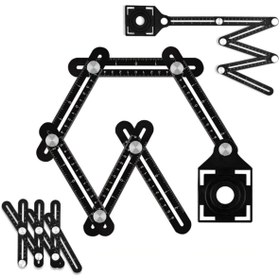 Resim Depolife Alüminyum Alaşımlı Açı Ölçer Cetvel Ölçüm Cihazı Kontur Şablon Delik Bulucu Ayarlı Cetvel 
