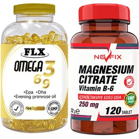 Resim Flx Omega 3-6-9 Balık Yağı 180 Softgel & Nevfix Magnesıum Cıtrate Vitamin B-6 120 Tablet 