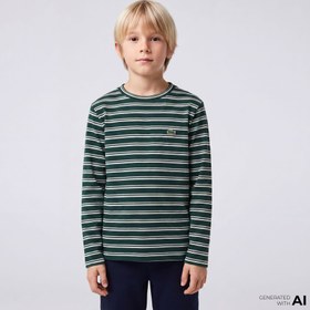 Resim Lacoste Çocuk Bisiklet Yaka Yeşil T-Shirt 