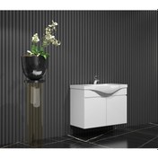 Resim Yıldız 80Cm Komple Parlak Beyaz Renkli Mdf Alt Dolap Ve Lavabo Ta Beyaz 
